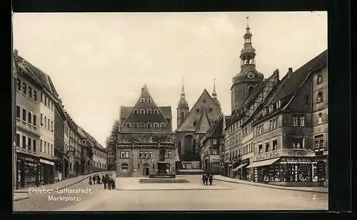 AK Eisleben-Lutherstadt, Marktplatz mit Kaufhaus