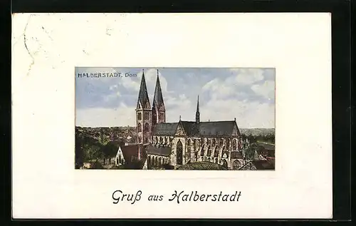 AK Halberstadt, Ortsansicht mit Dom