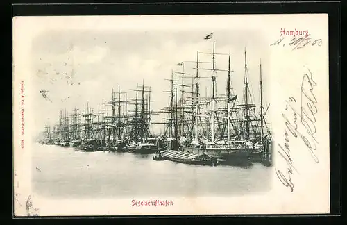 AK Hamburg, Blick zum Segelschiffhafen