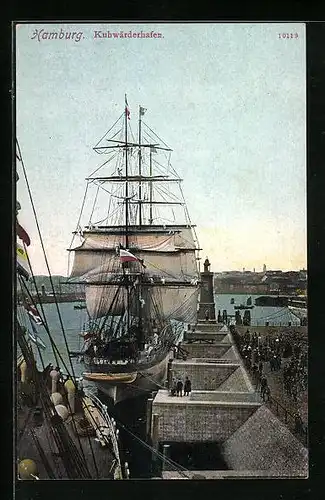 AK Hamburg, Segelschiff im Kuhwärderhafen