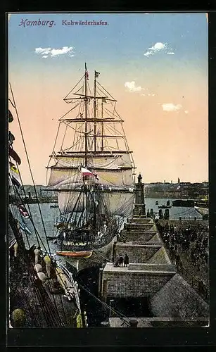 AK Hamburg, Kuhwärderhafen mit Segelschiff