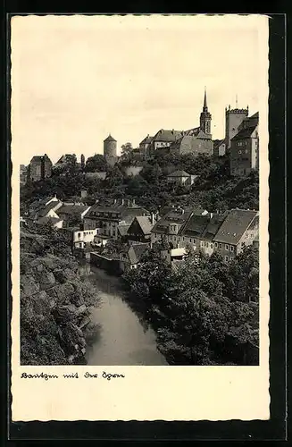 AK Bautzen, Teilansicht mit der Spree