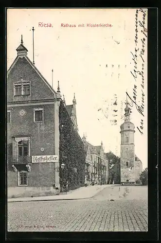 AK Riesa, Rathaus mit Klosterkirche