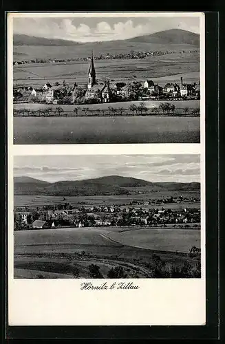 AK Hörnitz bei Zittau, Panoramen des Ortes