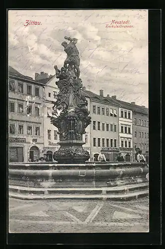 AK Zittau, Herkulesbrunnen in der Neustadt