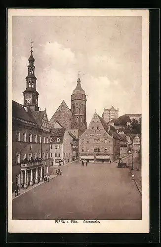 AK Pirna a. Elbe, Partie am Obermarkt