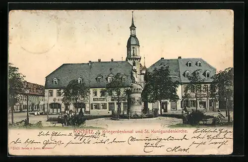 AK Rochlitz, Kriegerdenkmal und St. Kunigundenkirche