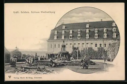 AK Wechselburg, Blick auf Schloss und Garten