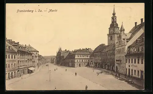 AK Frankenberg /Sa., Strassenpartie am Markt