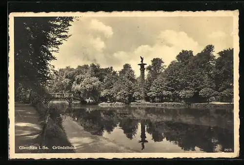 AK Glauchau /Sa., Partie am Gründelteich