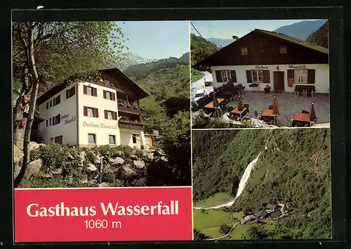 AK Partschins bei Meran, Gasthaus Wasserfall, Wasserfall