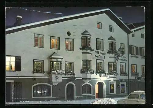 AK Sterzing, Hotel Schwarzer Adler im Winter