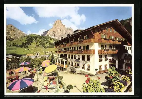 AK Corvara /Alta Badia, Hotel Post-Zirm mit Terrasse