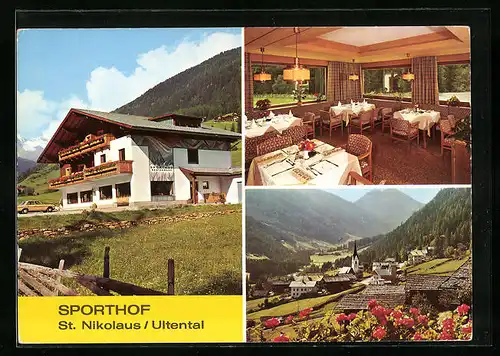 AK St. Nikolaus /Ulten, Hotel-Pension Sporthof, Ortsansicht