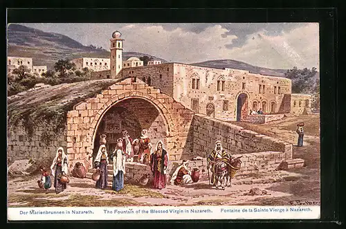 Künstler-AK Friedrich Perlberg: Nazareth, Der Marienbrunnen