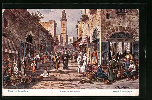 Künstler-AK Friedrich Perlberg: Jerusalem, Bazar