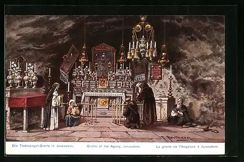 Künstler-AK Friedrich Perlberg: Jerusalem, Die Todesangst-Grotte