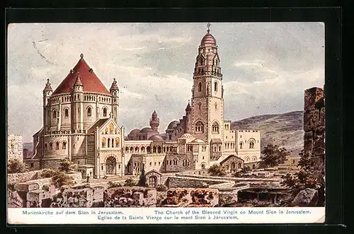 Künstler-AK Friedrich Perlberg: Jerusalem, Marienkirche auf dem Sion