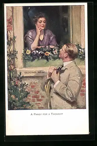Künstler-AK Clarence F. Underwood: A Pansy for a Thought