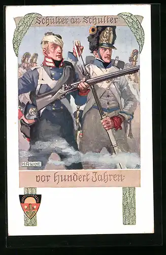 Künstler-AK Karl Alex Wilke: Schulter an Schulter vor hundert Jahren