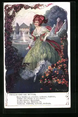 Künstler-AK T. Welzl: Phyllis und die Mutter