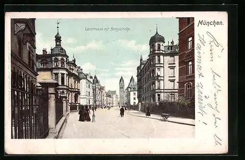 AK München, Loristrasse mit Bennokirche