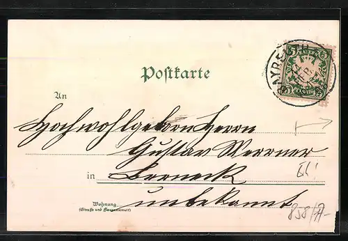 Lithographie Bayreuth, Blick nach dem Wagnertheater, Jean Paul-Denkmal, Porträt Richard Wagner