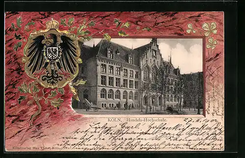 Passepartout-Lithographie Köln-Neustadt, Handels-Hochschule, Wappen