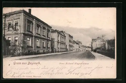AK Bayreuth, Obere Richard Wagnerstrasse mit Gebäuden