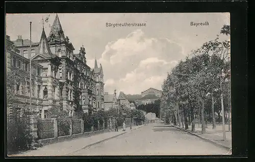 AK Bayreuth, Bürgereutherstrasse mit Villen