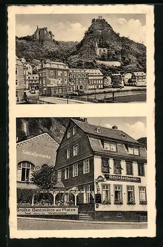 AK Oberstein an der Nahe, Gaststätte Schlossschenke und Felsenkirche