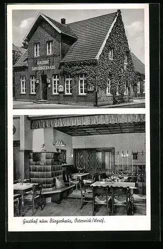 AK Osterwick /Westf., Gasthof zum Bürgerhaus mit Innenansicht