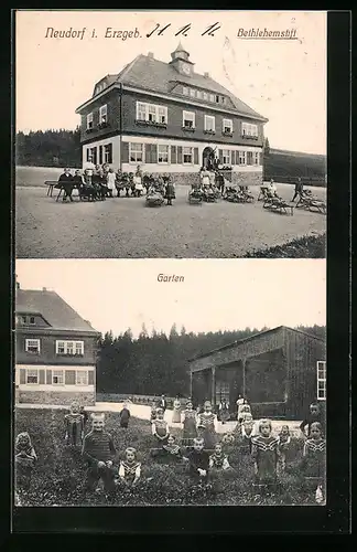 AK Neudorf i. Erzgeb., Bethlehemstift mit Garten