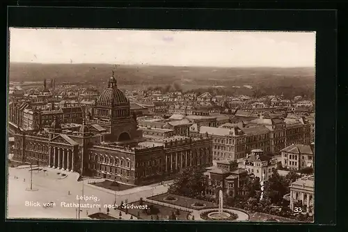 AK Leipzig, Blick vom Rathausturm nach Südwest