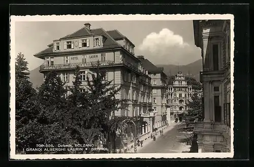 AK Bolzano, Strassenpartie mit Hotel Laurin