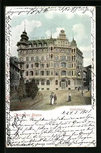 AK Bozen, Strassenpartie mit Hotel Bristol