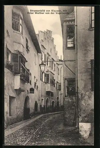 AK Klausen, Strassenpartie mit Hotel Walther von der Vogelweide