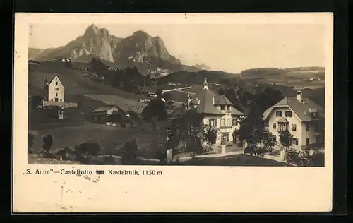 AK Kastelruth, Ortsansicht mit Kirche St. Anna