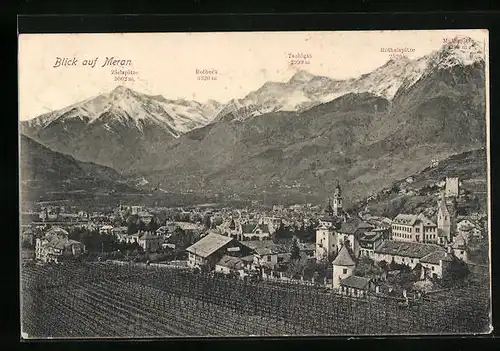 AK Meran, Panorama mit Zielspitze, Tschigat und Röthelspitze