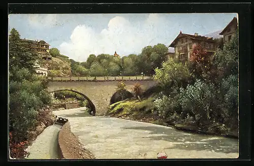 AK Meran, Gilfanlage mit steinerner Brücke