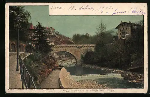 AK Meran, Gilfpromenade und steinerner Steg