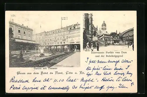 AK Cöln a. Rh, Hotel du Nord mit Partie vom Dom
