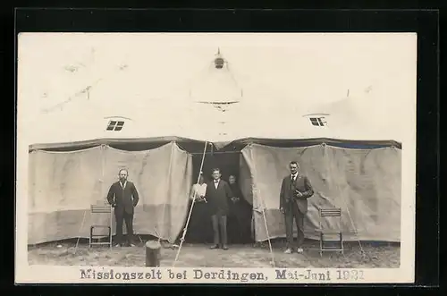 Foto-AK Derdingen, Eingang des Missionszeltes 1921