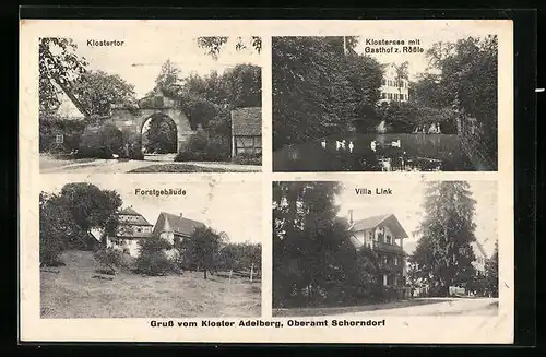 AK Schorndorf, Kloster Adelberg, Klostersee mit Gasthof zum Rössle, Forstgebäude, Villa Link