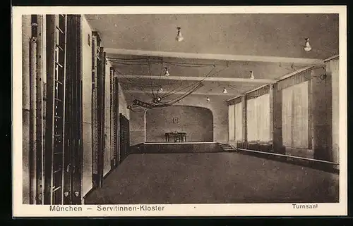 AK München, Servitinnen-Kloster, Turnsaal, Innenansicht, Herzogspitalstrasse 9