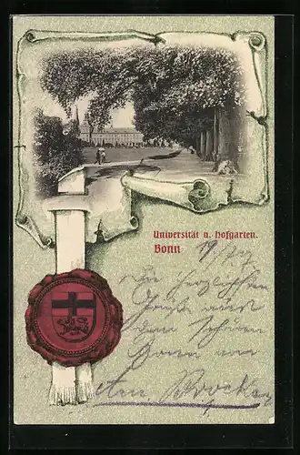 AK Bonn, Universität und Hofgarten, Wappen