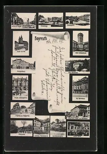 AK Bayreuth, Eremitage, Festspielhaus, Schlossturm, Opernhaus