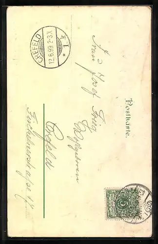 Lithographie Königswinter a. Rh., Uferpartie mit Dampfer, Drachenfels