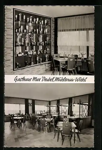 AK Mühlenau /Wiehl, Gasthaus Deubel, Innenansicht