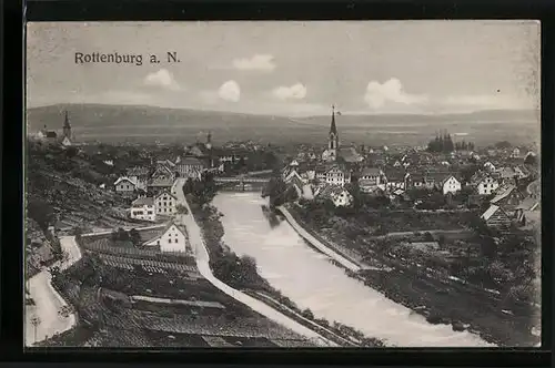 AK Rottenburg a. N., Ortsansicht aus der Vogelschau